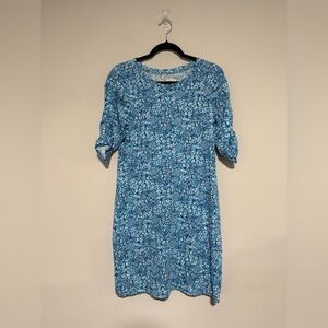 Lilly Pulitzer Belden Blue Floral Elbow Sleeve Shirt Dress Medium Resort Preppy